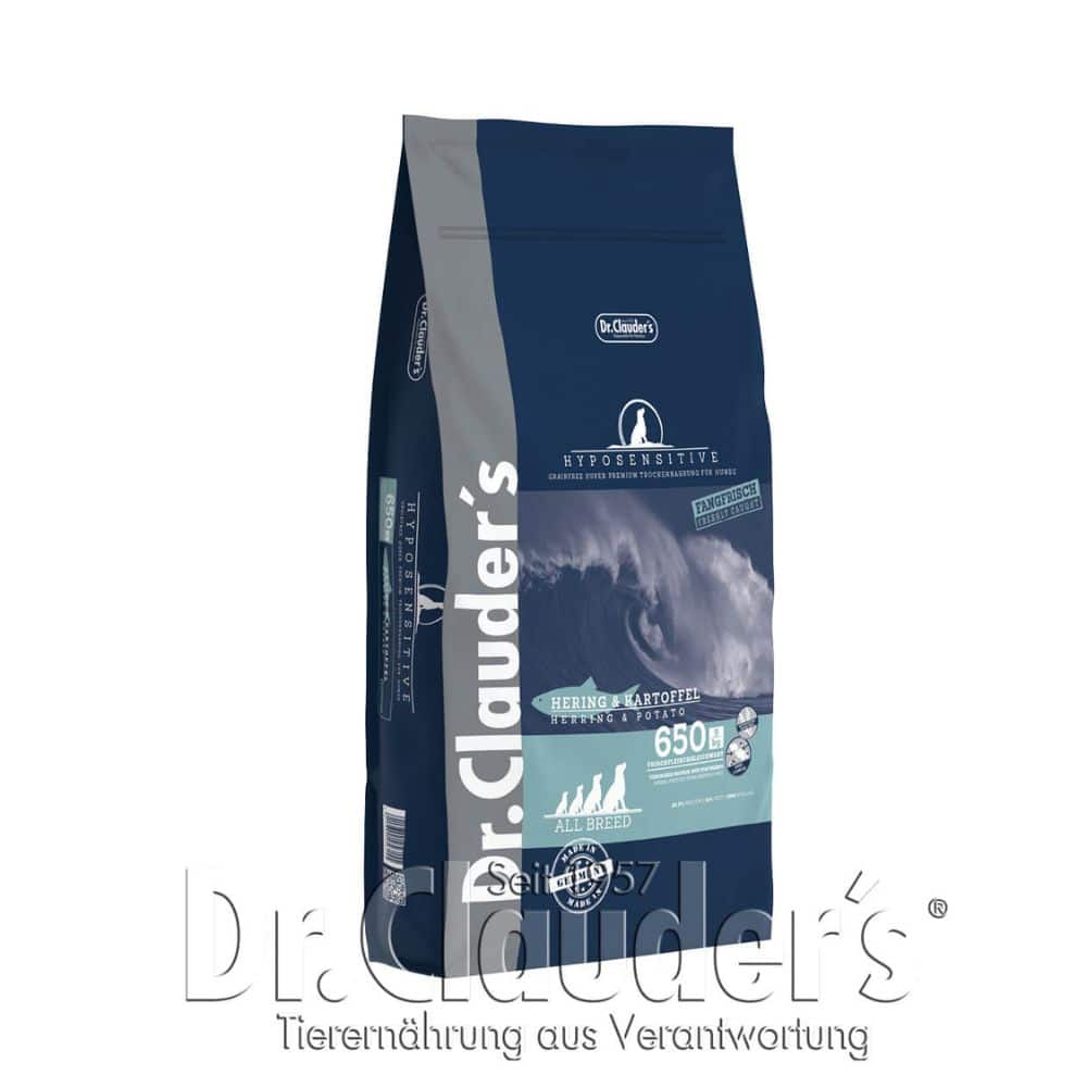 Dr. Clauders Hyposensitive Herring & Potato begrūdis sausas maistas šunims su silke - Produkto Svoris 3.5kg