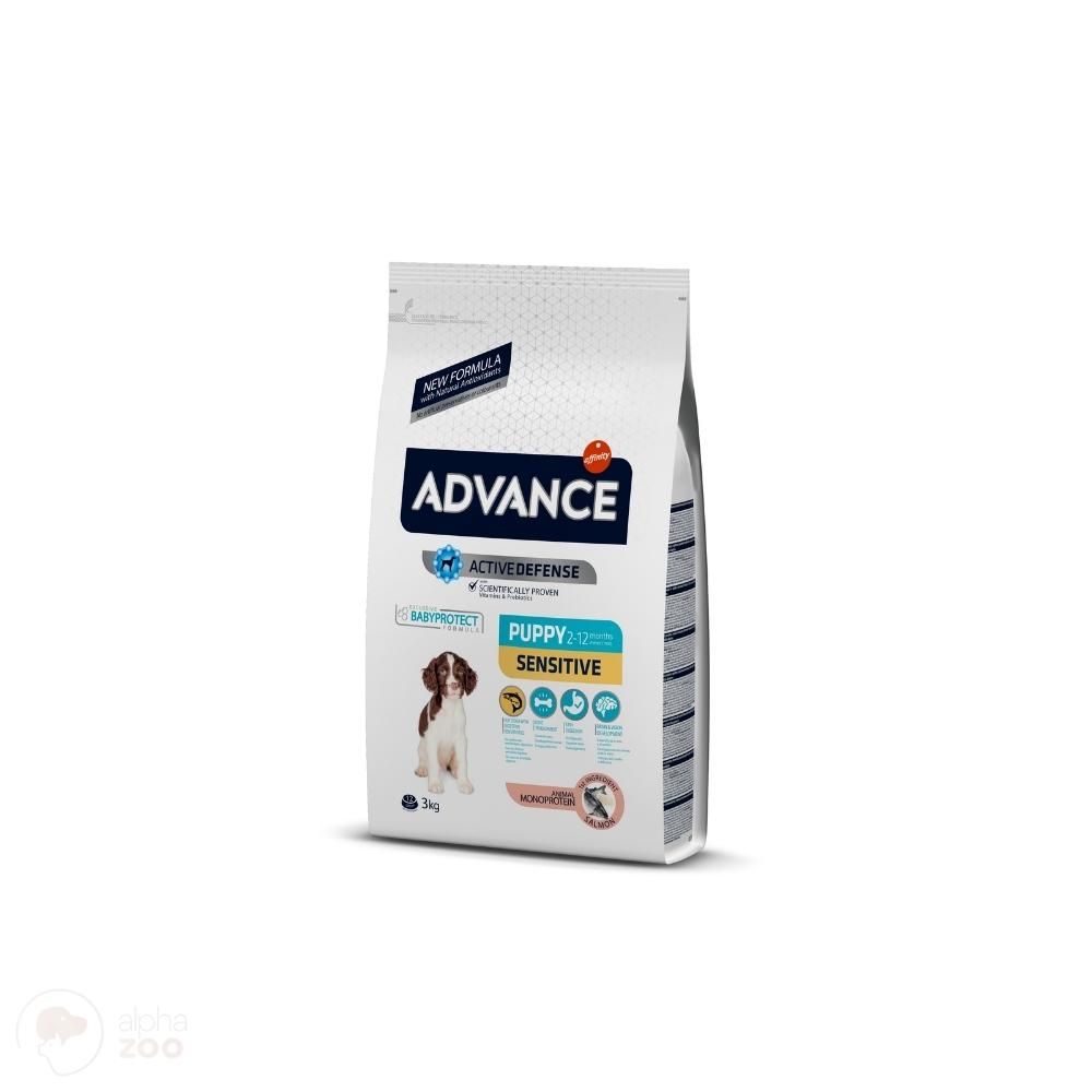 Advance Puppy Sensitive - 3kg Ir 12kg Sausas Maistas Šuniukams (lašiša ir ryžiai) - Produkto Svoris 3kg