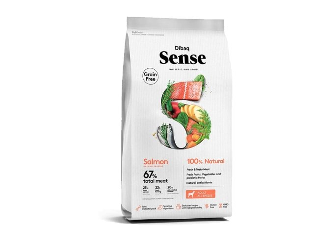 Dibaq SENSE begrūdis šunų maistas su lašiša 2 kg