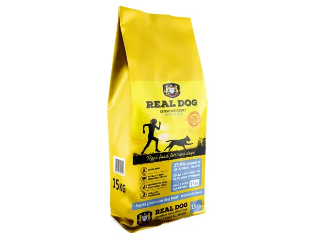 Real Dog Sensitive 15kg pašaras suaugusiems šunims su antiena