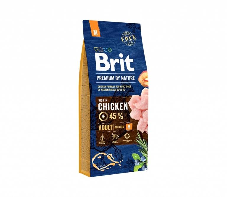 Brit Premium by Nature Adult M sausas maistas vidurinių veislių šunims su vištiena - Produkto Svoris 3kg
