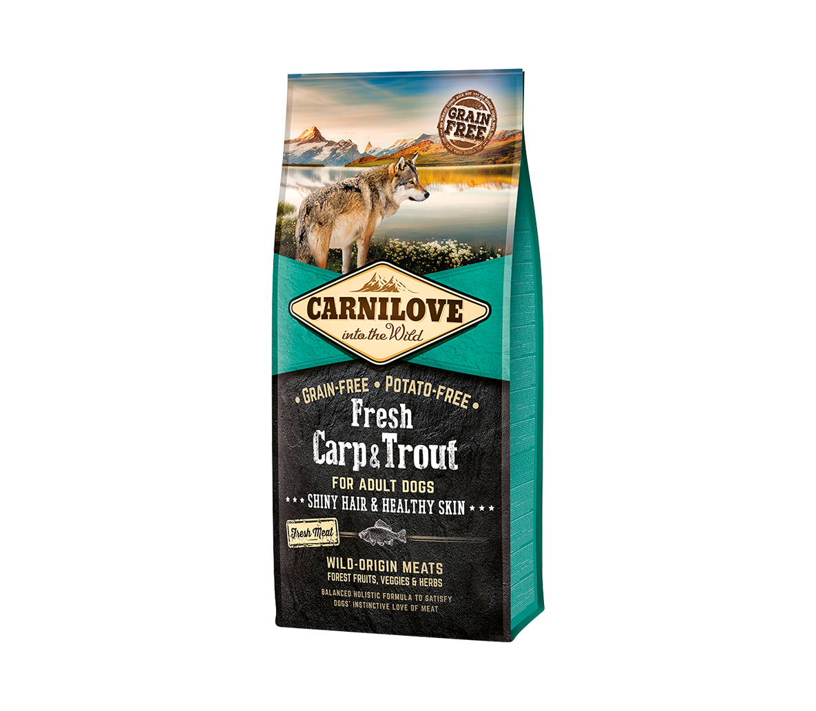 Carnilove Fresh Carp and Trout begrūdis sausas maistas šunims su karpiu ir upėtakiu - Produkto Svoris 1.5kg