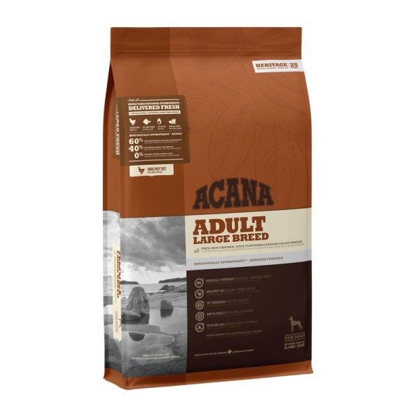 Acana Adult Large Breed begrūdis sausas maistas suaugusiems didelių veislių šunims 11.4kg, 2x11.4kg 17kg - Produkto Svoris 11.4kg