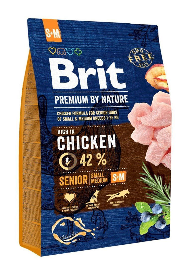 Brit Premium Senior S+M sausas maistas vyresniems mažų ir vidutinių veislių šunims - Produkto Svoris 3kg