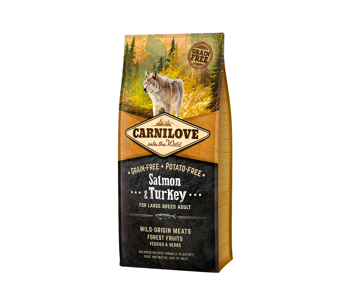 Carni Love Salmon & Turkey Adult Large Breed begrūdis sausas maistas didelių veislių šunims - Produkto Svoris 1.5kg