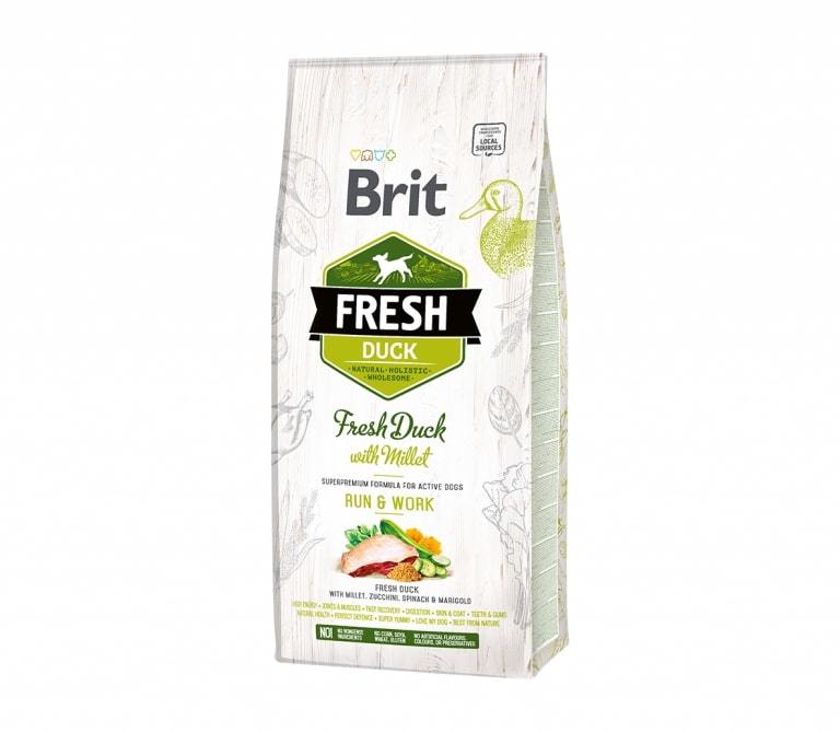 Brit Fresh Duck with Millet Active Run&Work sausas maistas suaugusiems šunims su antiena - Produkto Svoris 12kg