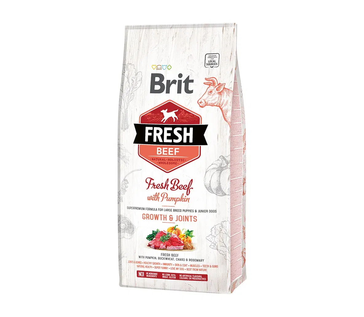Brit Fresh Beef with Pumpkin Puppy Large sausas maistas didelių veislių šuniukams su jautiena - Produkto Svoris 12kg
