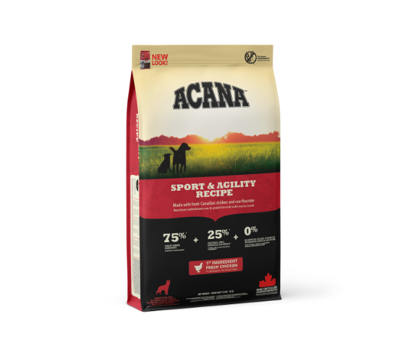 Acana Sport & Agility begrūdis sausas maistas aktyviems šunims 11.4kg 17kg - Produkto Svoris 11.4kg