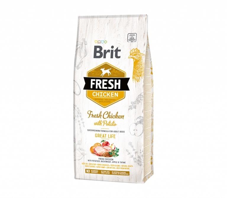 Brit Fresh Chicken with Potato Adult sausas maistas suaugusiems šunims su vištiena - Produkto Svoris 12kg