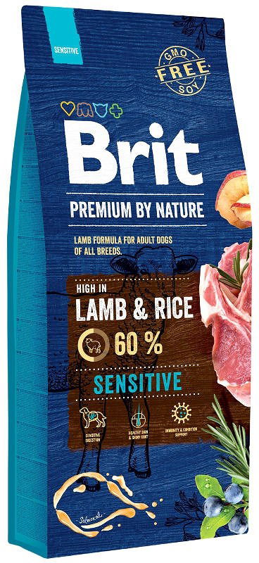 Brit Premium by Nature Lamb & Rice sausas maistas šunims su ėriena ir ryžiais - Produkto Svoris 15kg