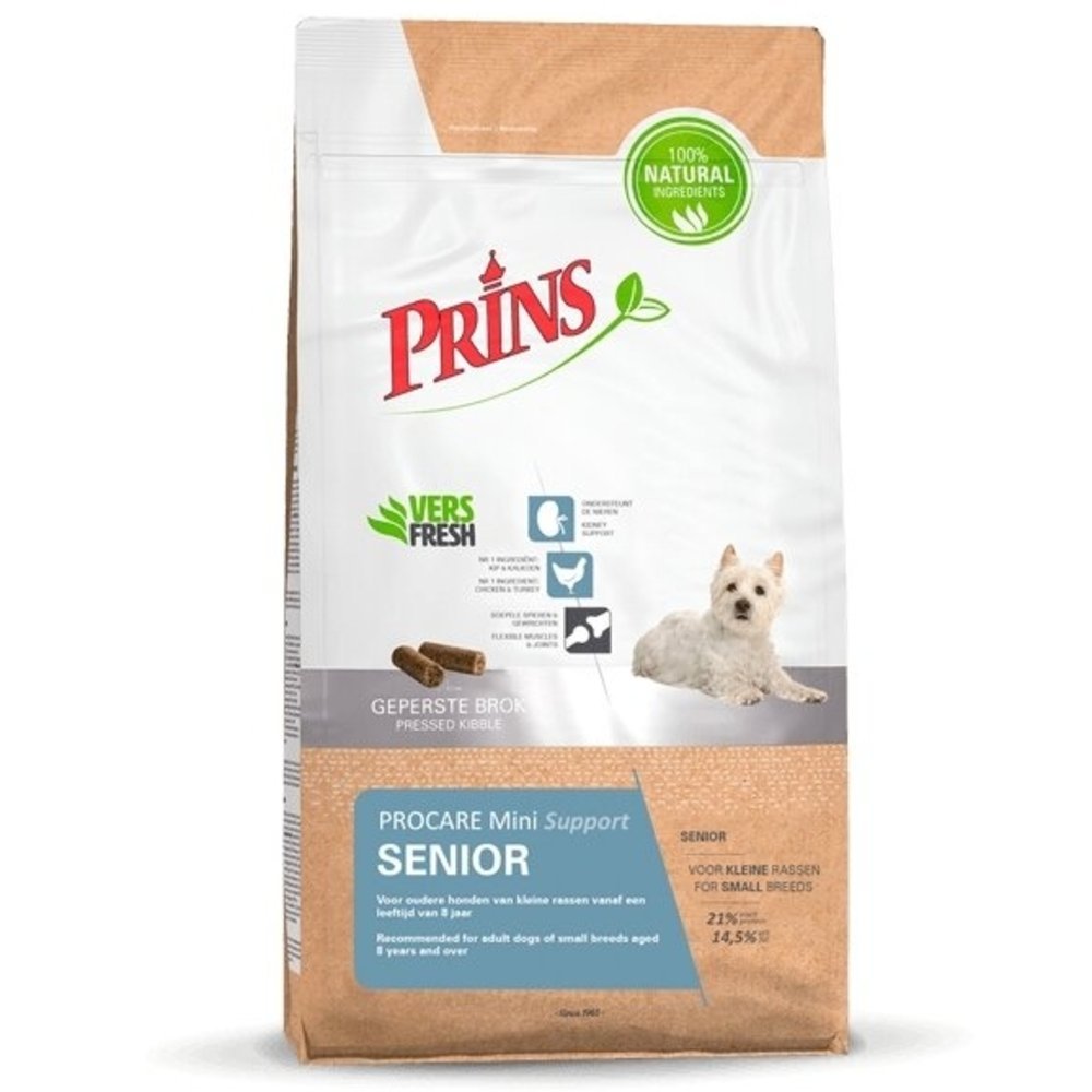 PRINS PROCARE MINI SENIOR SUPPORT SAUSAS MAISTAS VYRESNIO AMŽIAUS MAŽŲ VEISLIŲ ŠUNIMS 7,5kg