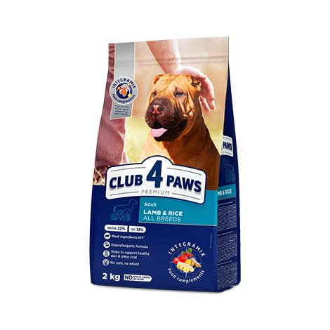 CLUB 4 PAWS PREMIUM „ĖRIUKAS IR RYŽIAI“ SUAUGUSIEMS VISŲ VEISLIŲ ŠUNIMS. PILNAVERTIS SAUSAS PAŠARAS 2kg. - 14kg. 14 kg