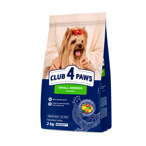 CLUB 4 PAWS PREMIUM MAŽOMS VEISLĖMS. PILNAVERTIS SAUSAS PAŠARAS SUAUGUSIEMS ŠUNIMS 400g. - 14kg. 14 kg