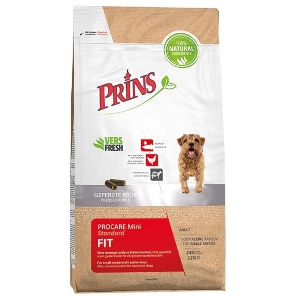 PRINS PROCARE STANDARD FIT MINI SAUSAS PAŠARAS SUAUGUSIEMS ŠUNIMS SU VIŠTIENA IR KALAKUTIENA 3kg - 7.5kg 7.5 kg