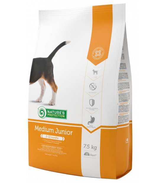 Natures Protection Medium Junior / Junior sausas maistas šunims 7,5 kg