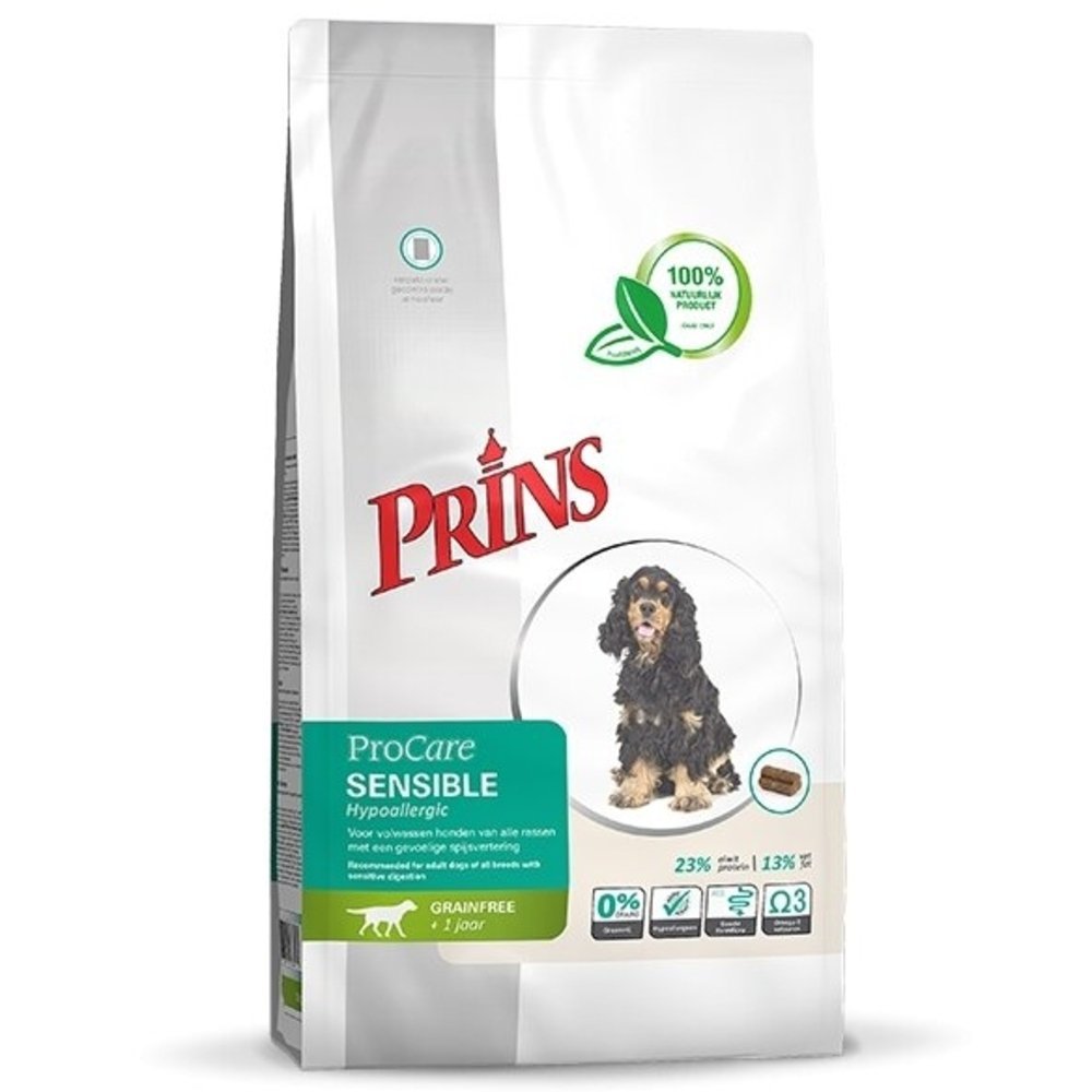 PRINS PROCARE GRAINFREE SENSIBLE HYPOALLERGIC BEGRŪDIS SAUSAS MAISTAS SUAUGUSIEMS ŠUNIMS TURINTIEMS JAUTRIĄ VIRŠKINIMO SISTEMĄ 3kg - 12kg 12 kg