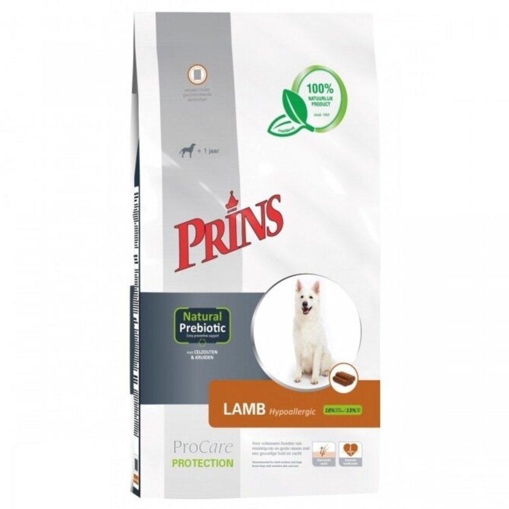 PRINS PROCARE PROTECTION LAMB HYPOALLERGIC SAUSAS MAISTAS SUAUGUSIEMS ŠUNIMS SU ĖRIENA 3kg - 15kg 15 kg