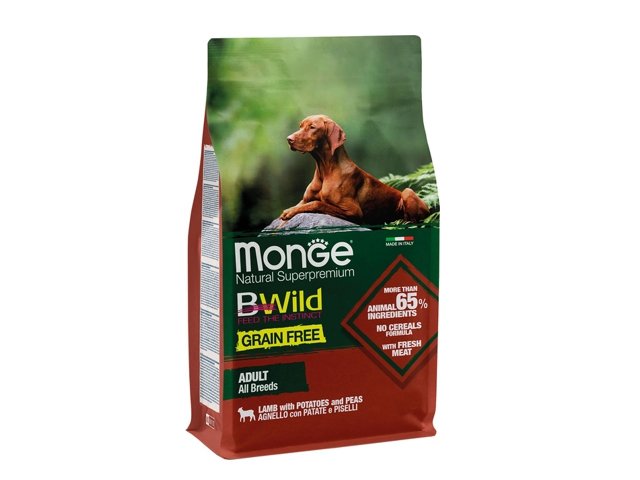 Monge Dry Dog BWILD Grain Free - All Breeds Adult Lamb Potatoes Peas 12kg