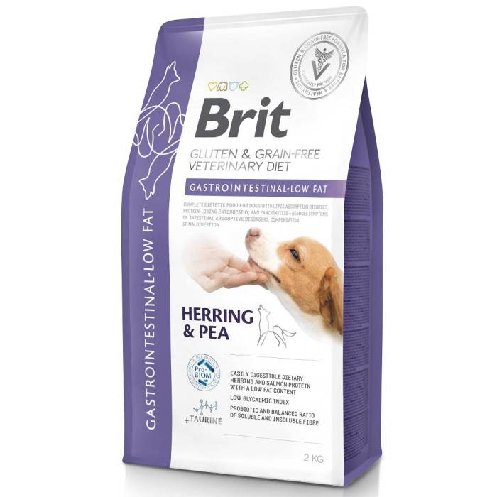 Brit GF Veterinary Diets Dog Gastrointestinal - Low fat sausas maistas šunims, mažinantis žarnyno rezorbcijos susirgimus, 2 kg