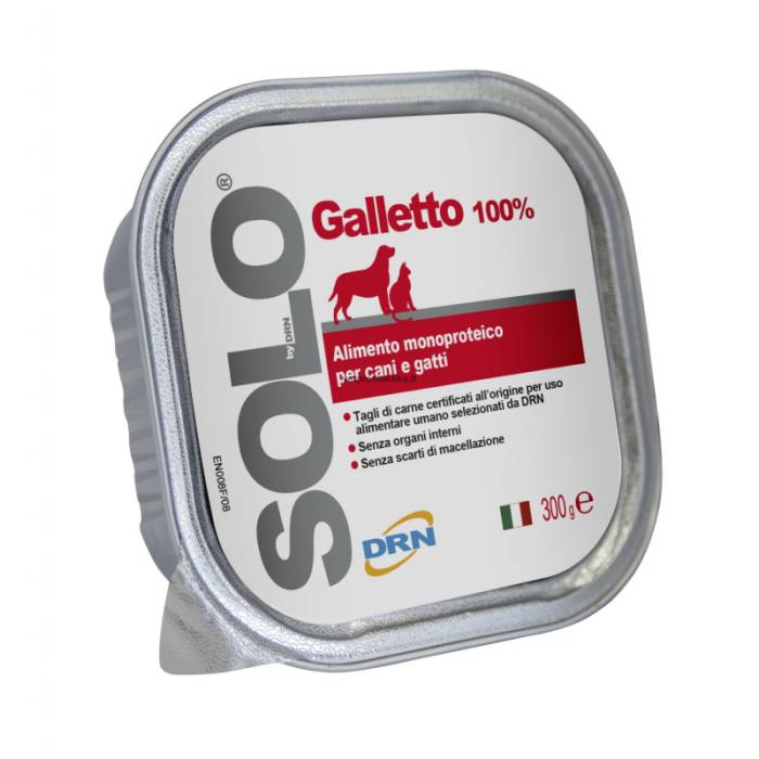 DRN Solo Galletto monoproteininis drėgnas maistas šunims ir katėms su vištiena, 300 g