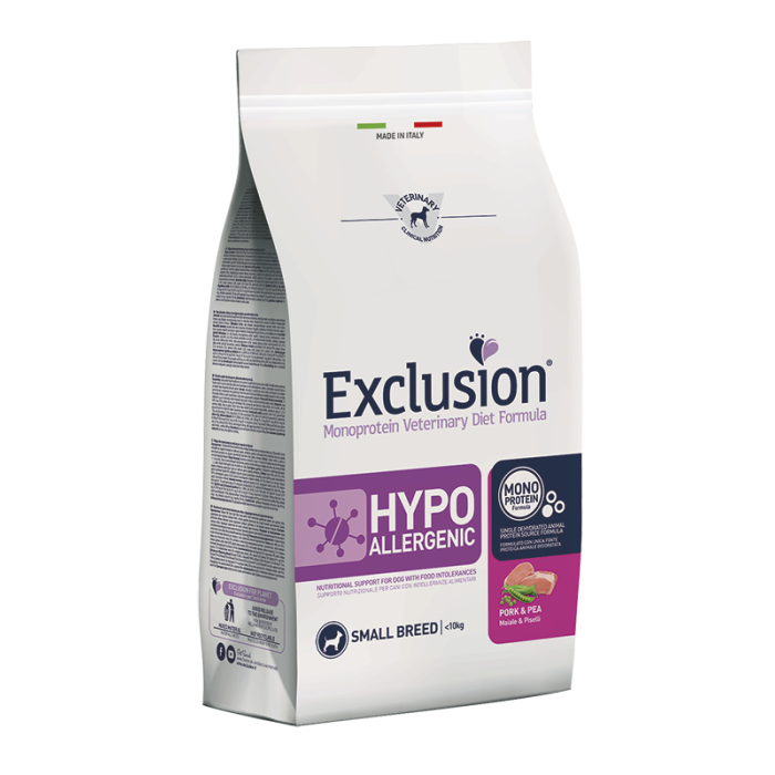 Exclusion Hypoallergenic sausas maistas šuniukams su kiauliena ir žirneliais, 12kg