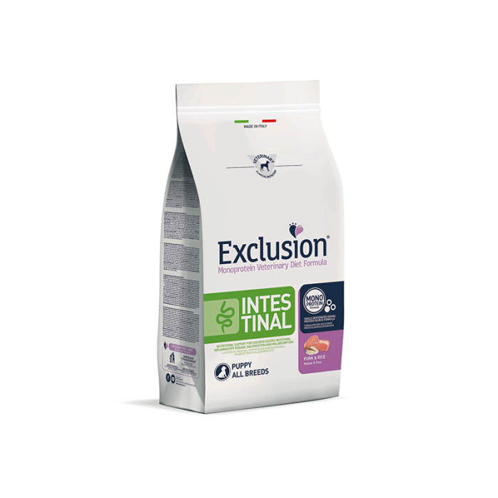 Exclusion Intestinal dietinis sausas maistas mažiems šuniukams su kiauliena ir ryžiais, 2kg