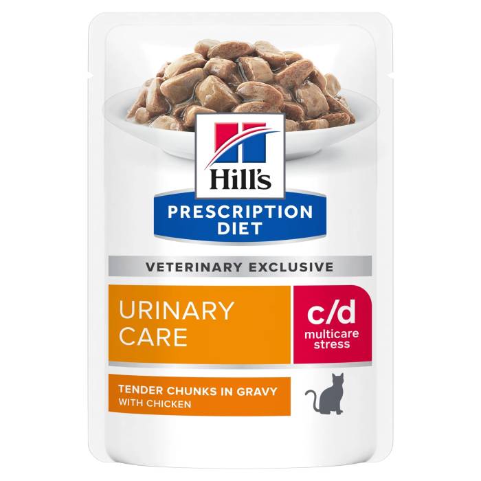 Hill's Prescription Diet Urinary Care c/d Multicare Stress Chicken drėgnas maistas katėms, šlapimo sistemos sveikatai stiprinti ir stresui valdyti, 85 g