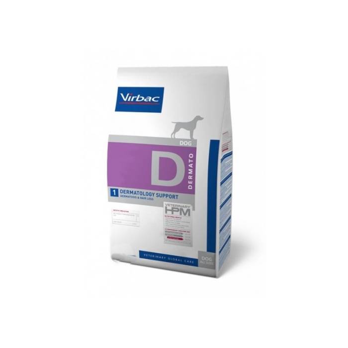 Virbac Veterinary HPM 1 Dermatology Support Dog sausas maistas šunims skirtas odos funkcijoms gerinti, 12 kg