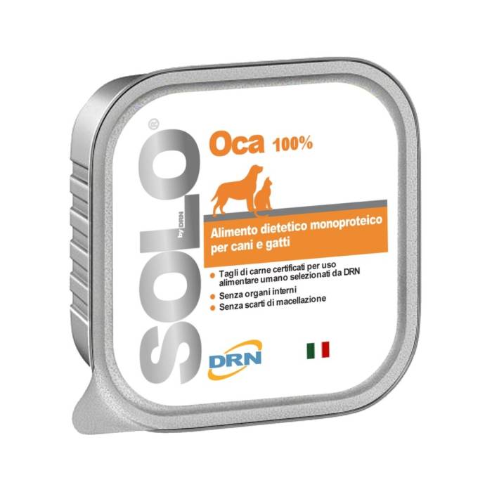 DRN Solo Oca monoproteininis drėgnas maistas šunims ir katėms su žąsiena, 100 g