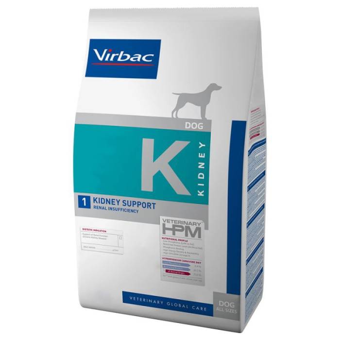 Virbac Veterinary HPM 1 Kidney Support Dog sausas maistas šunims inkstų funkcijos gerinimui, 12 kg