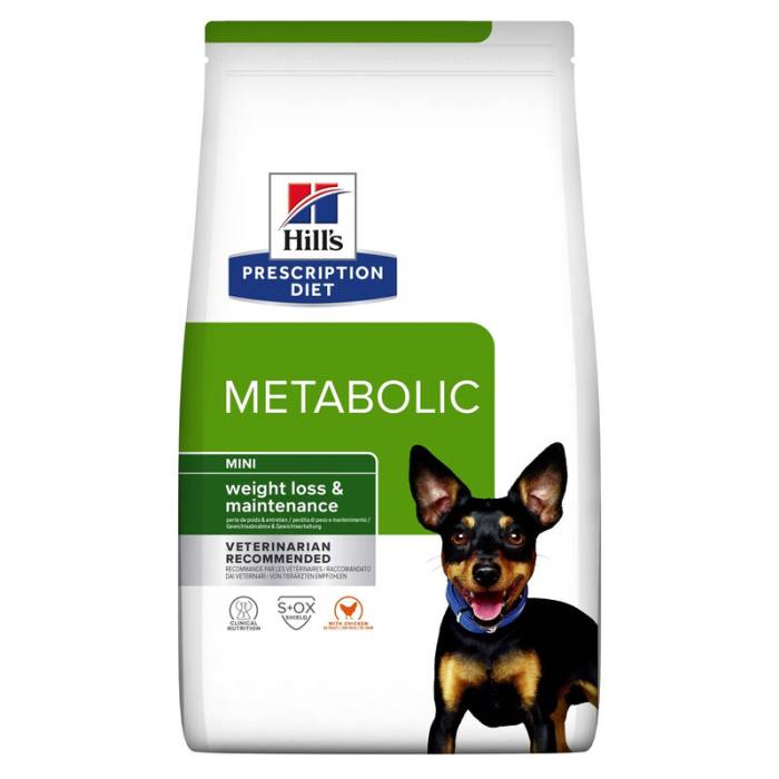 Hill's Prescription Diet Metabolic Weight Loss and Maintenance Mini Chicken sausas maistas mažų veislių šunims, turintiems nutukimo problemų, 6 kg