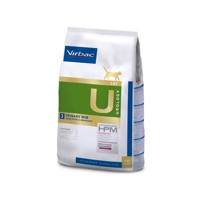 Virbac Veterinary HPM 3 Urology Urinary WIB Cat sausas maistas katėms skirtas struvitinių akmenų pakartotinio formavimosi galimybei, 1,5 kg
