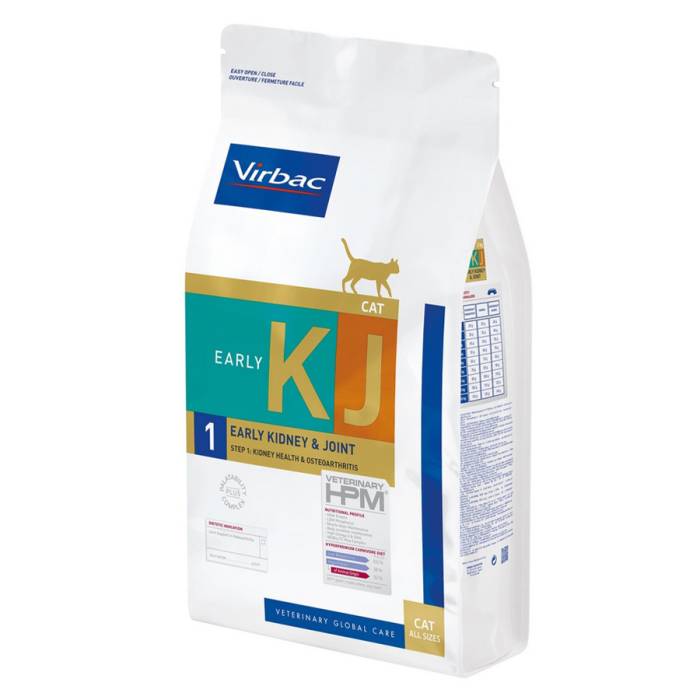 Virbac Veterinary HPM 1 Early Kidney - Joint Cat sausas maistas katėms, skirtas inkstų funkcijų palaikymui sergant osteoartritu, 1,5 kg