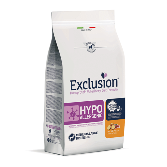 Exclusion Hypoallergenic sausas maistas vidutinių ir didelių veislių šunims su antiena ir bulvėmis, M/L, 12 kg