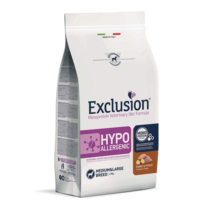 Exclusion Hypoallergenic sausas maistas vidutinių ir didelių veislių šunims su triušiena, M/L, 12 kg