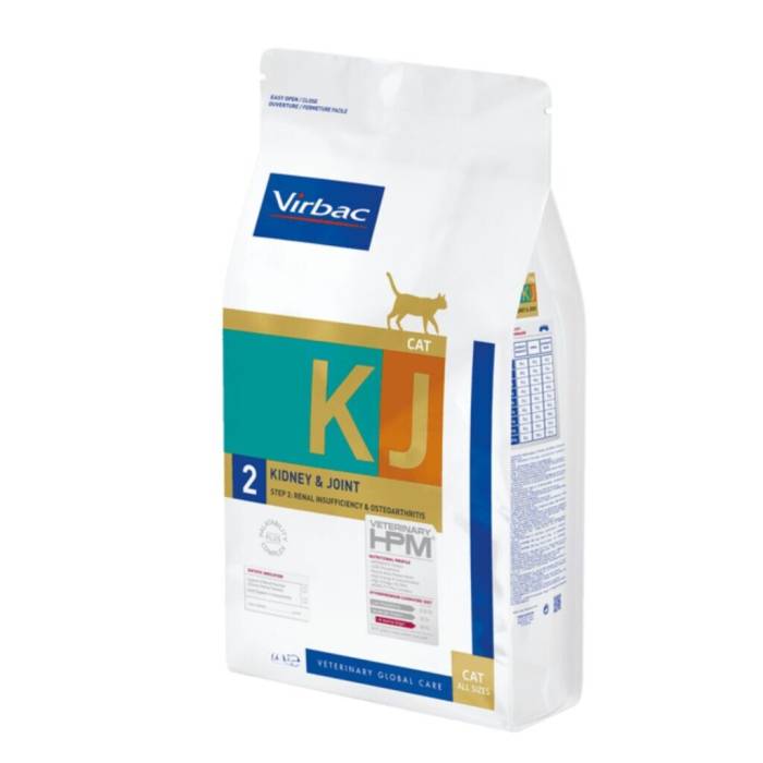 Virbac Veterinary HPM KJ2 Kidney - Joint Cat sausas maistas katėms, sergančioms inkstų nepakankamumu, 3 kg