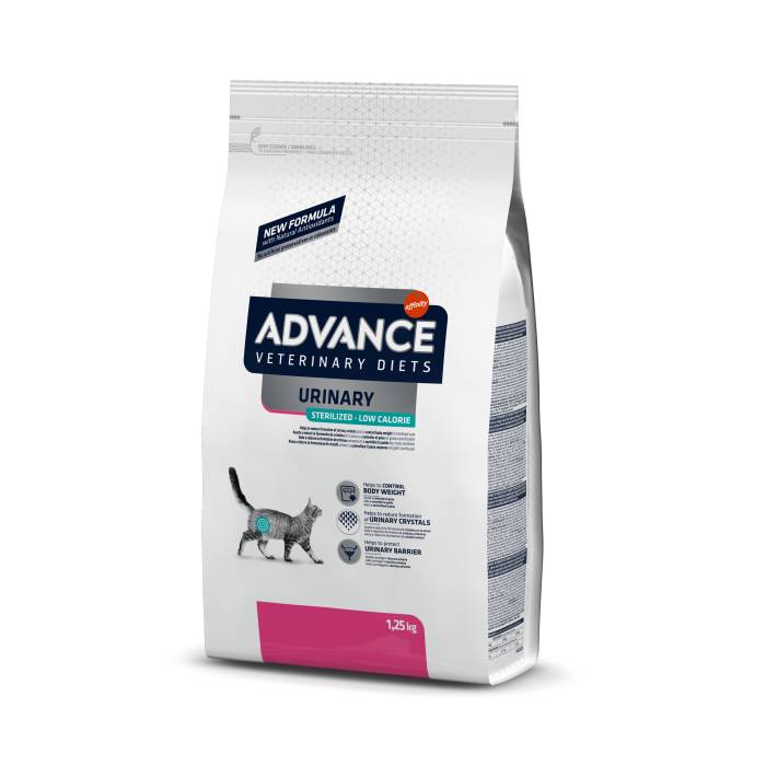 Advance Veterinary Diets Urinary Sterilized Low Calorie sausas maistas katėms, sergančioms šlapimo takų ligomis, 1,25 kg