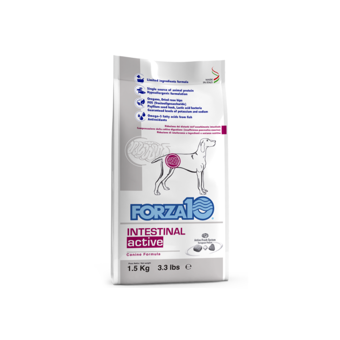 Forza10 Intestinal Active sausas maistas šunims, sergantiems virškinamojo trakto ligomis, 1,5 kg