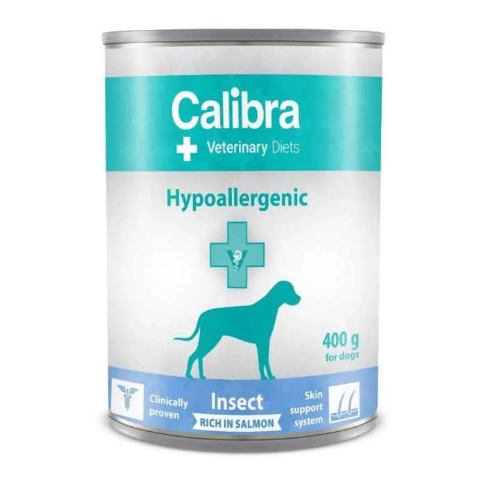 Calibra Veterinary Diets Dog Hypoallergenic Salmon - Insect drėgnas maistas alergiškiems šunims, 400 g
