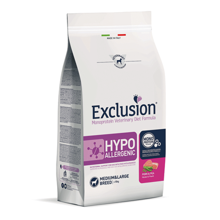 Exclusion Hypoallergenic sausas maistas vidutinių ir didelių veislių alergiškiems šunims su kiauliena ir žirneliais, M/L, 2kg