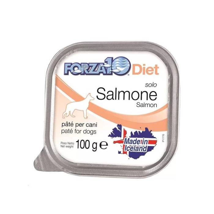 Forza10 Solo Diet Salmon drėgnas maistas šunims, su maisto netoleravimu ir alergijomis, 100 g