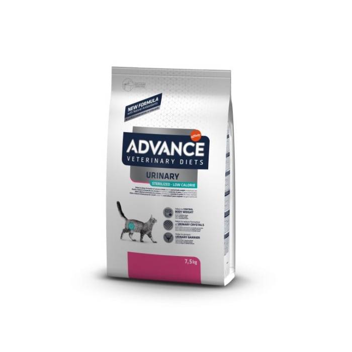 Advance Veterinary Diets Urinary Sterilized Low Calorie sausas maistas katėms, sergančioms šlapimo takų ligomis, 7,5 kg