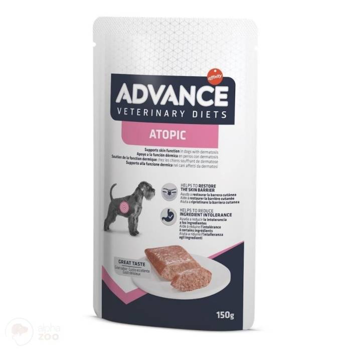 Advance Veterinary Diets Wet Atopic Dog drėgnas maistas šunims, odai ir kailiui šėrimosi metu, 8 x 150 g