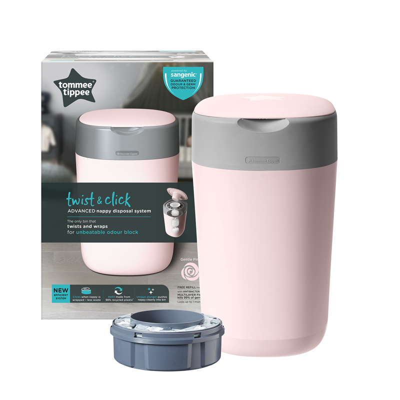 TOMMEE TIPPEE SANGENIC sauskelnių konteineris GENTLE PINK, pažeista pakuotė