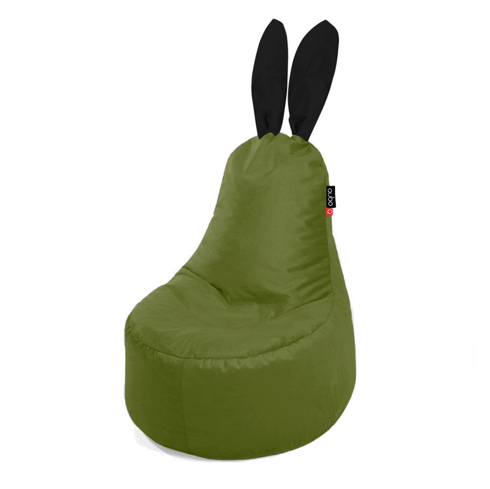 Qubo™ Mommy Rabbit Black Ears Moss VELVET FIT sėdmaišis