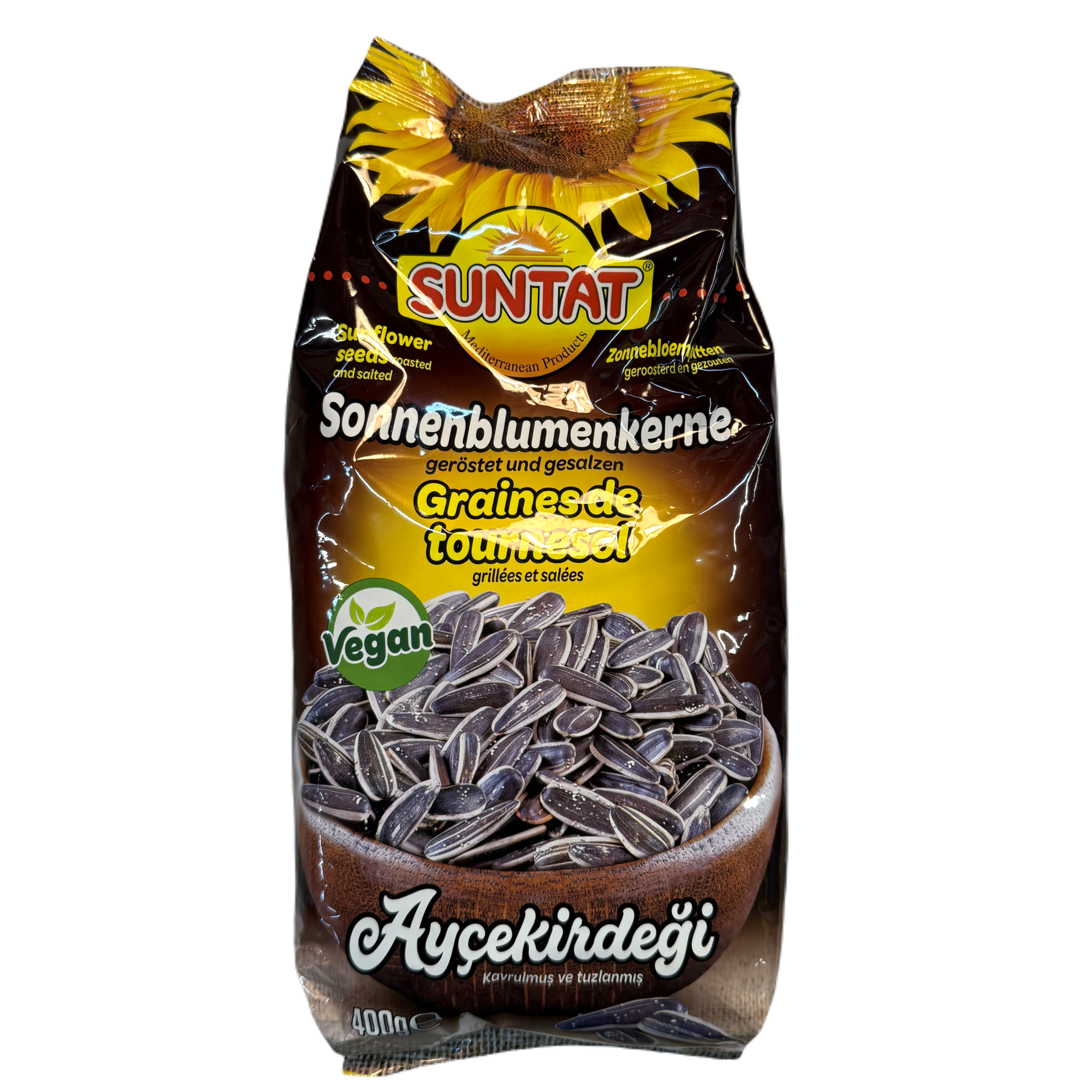 Skrudintos tamsios saulėgrąžos su druska SUNTAT, 400 g
