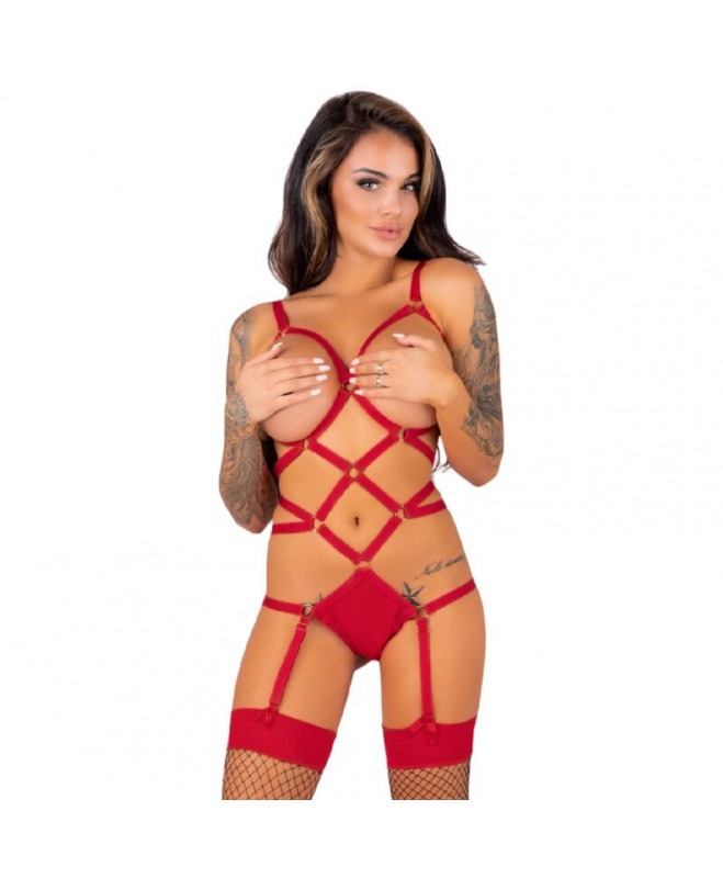 LIVCO CORSETTI FASHION - THIARA LC 20213 SET BODY + STOCKINGS RED : Dydis - L/XL