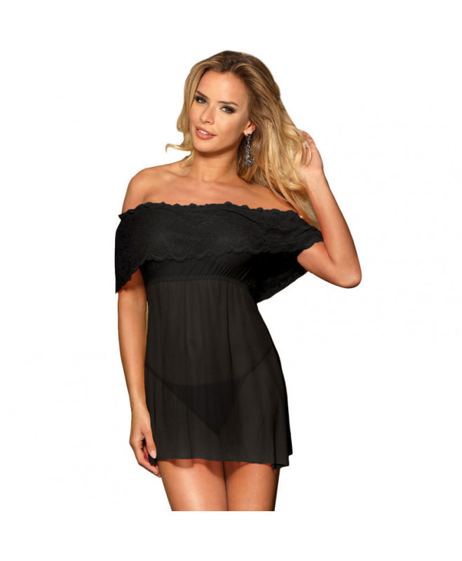 SUBBLIME DRESSES - SHORT DRESS + THONG BLACK : Dydis - S/M