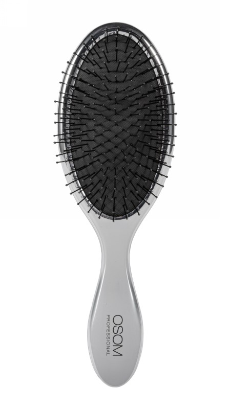 Šepetys plaukams OSOM Professional Hair Brush Silver Chrome OSOMP2258, su nailono spygliukais, sidabrinės chromo spalvos