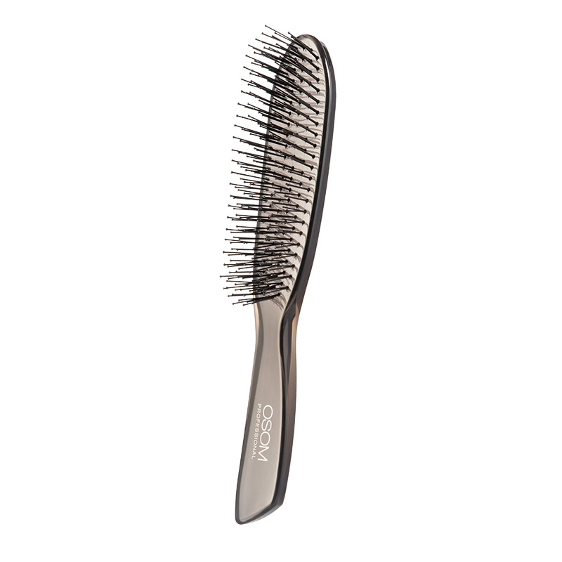 Šepetys plaukams OSOM Professional Scalp & Detangling Brush OSOM01861, skirtas plaukų iššukavimui, 21 cm, skaidrus juodas